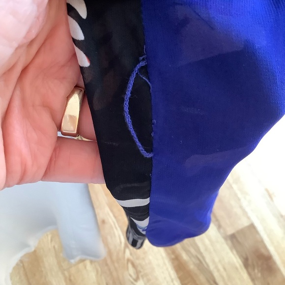 DESIGUAL Blue Multicolour Sheer Sleeve Dress Size 38 - Picture 12 of 16